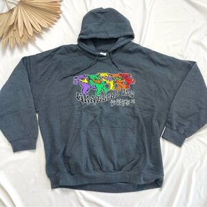 Grateful Dead Trippy Dancing Bears Rainbow Grey Hoodie Music Sweatshirt Size 2XL